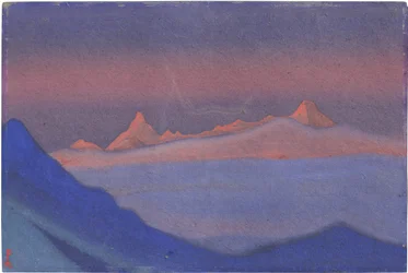 Tangla La par Roerich, Nicholas (1874-1947). Tempera na kartonu, rozměr : 30,5x45,7