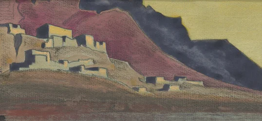 Tibetské pevnosti, skica, 1932