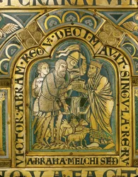 Abraham a Melchizedech ... (smaltovaná zlacená měď)