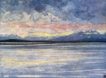 Norsko: Hory a fjord s výhledem na Molde (barva lito)