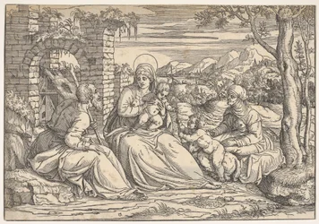 Svatá rodina se svatými Alžbětou a Janem, ca. 1550.