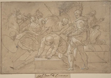 Historická studie kompozice scény pro Chapelle de Guise, 16. století.