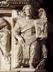 St John Baptist, rohová socha z kazatelny, Baptisterium St John