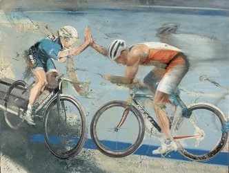 Cyklisté, 2021 (olej na plátně)