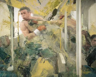 Setkání v autobuse, 2019 (olej na plátně)