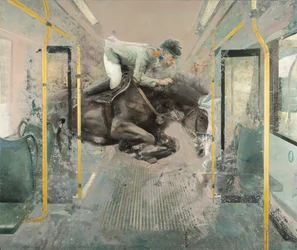 Tramvajový skok II, 2019 (olej na plátně)