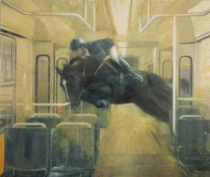 Tramvajový skok, 2015 (olej na plátně)