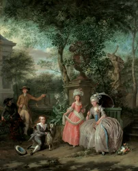 Skupinový portrét rodiny v okrasné zahradě, 1791