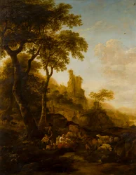 Pastorální krajina, cca 1640-83 (olej na panelu)