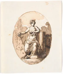 Sedící ženská postava, alegorie síly nebo stálosti