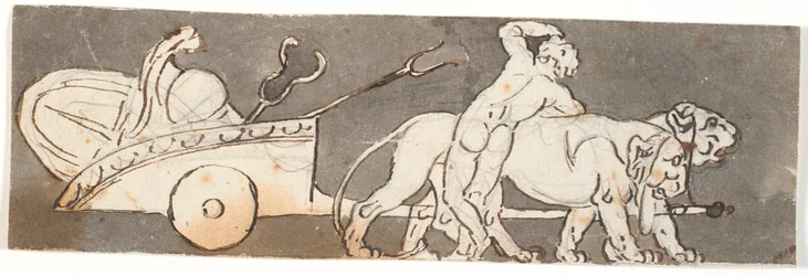 Vlys s chlapcem na voze Bacchus a Mars (nebo Pluto) tažený lvy