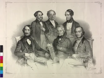 Tablo s obrazy slavného houslisty Henryho Wilhelma Ernsta (litografie)