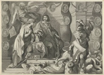 Propagační tisk Aegidius Le Maistre (1663), horní část