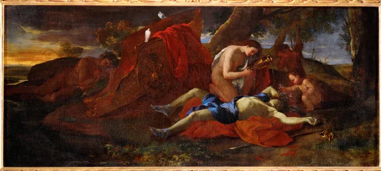 Adonis pleure par Venus - Venuše oplakává Adonisovu smrt (malba na plátně)