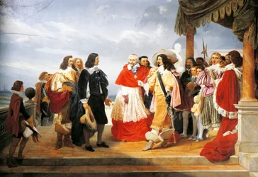 Kardinál Richelieu představuje Poussina Ludvíku XIII v roce 1640, detail z obrazu z roku 1832 od Jeana Alauxe (1786-1864), Francie