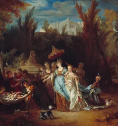 Detail obrazu „“Mojžíš zachraňuje vody“““. Obraz Nicolase De Largilliere (1656-1746)
