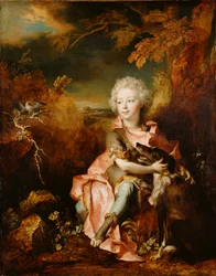 Portrét chlapce v maškarním kostýmu, asi 1710-14 (olej na plátně)