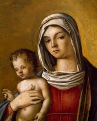 Madona s dítětem, střední panel triptychu s Madonou s dítětem, svatým Albertem a svatým Šebestiánem