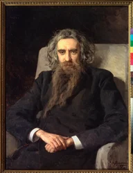 Portrait du philosophe et ecrivain Vladimir Solovjov (Solovjev, Solovev) (1853-1900) (Portrét filozofa a autora Vladimira Solovjova) - Malířka Nikolaje Alexandroviče Jarošenka (Jarochenko) (1846-1898), olej na plátně