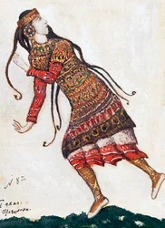Ultra módní dáma. Návrh kostýmů pro balet Svěcení jara Le Sacre du Printemps I. Stravinského, 1912