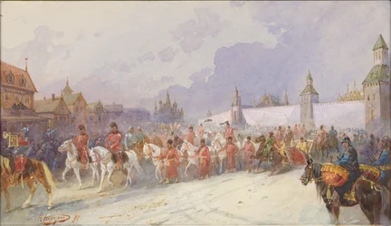 Vstup zajaté rodiny Kuchum Khan do Moskvy. 1599, 1891.