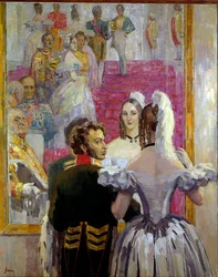 Ruský básník Alexandr Puškin (1799-1837) a jeho manželka Natalja Gončarovová na plese v Aničkovově paláci