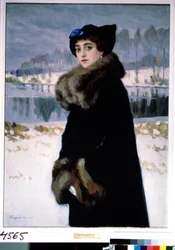 Portrét baletky Lyudmila Mesaksudi Barash (Portrét baletky Lyudmila Mesaksudi Barash). Peinture de Nikolai Petrovič Bogdanov Belsky (Bogdanov-Belsky) (Bogdanov Belski) (Bogdanov-Belski) (1868-1945). Tempera sur toile