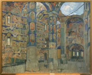 Interiér kostela kláštera Makarios Scheltowodski Trinity v Makarjewo