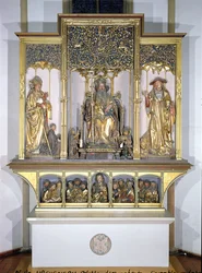 Skupina dřevěných soch z Isenheimského oltáře, kolem roku 1490