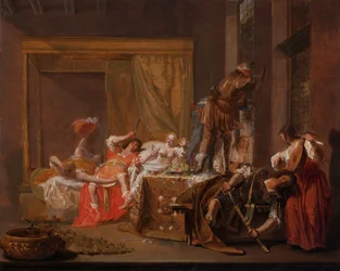 Scéna ze svatby Messaliny a Gaia Silliuse, kolem 1645-1650 (olej na panelu)