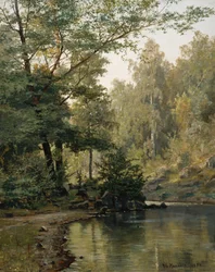 Lesní jezero (olejomalba)