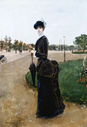 Elegantní dáma v Bois de Boulogne, 1880