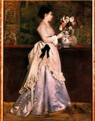Obraz Žena v kytici od Norberta Goeneutte (1854-1894). 19. století. Soukromá sbírka