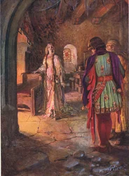 Geraint nikdy neviděl tak krásnou a milou dámu, ilustrace z „The Children