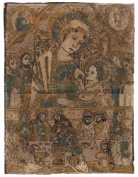 Madonna lactans s Poslední večeří (dřevořez)