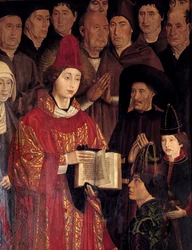 Polyptych svatého Vincence (Painéis de São Vicente de Fora). Portrét svatého Vincence a Jindřicha Mořeplavce (1394-1460), prince portugalského. Portugalský malíř 15. století. Museu Nacional de Arte Antiga, Lisabon.