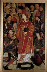 Svatý Vincent, patron Lisabonu Polyptych Svatého Vincenta ze Zaragozy obklopený eveques rytíři. Obraz připisovaný Nuno Goncalvesovi nebo Gonzalvezovi (15. století) Národní muzeum starověkého umění, Lisabon.