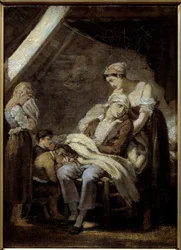 Nešťastná rodina. Obraz Octava Tassaerta (1800-1874)