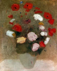 Kytice s vlčími máky Malba Odilona Redona (1840-1916).