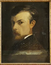 Portrét umělce (malba na dřevě)