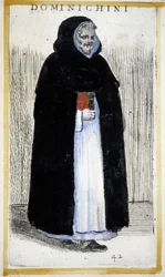 Řeholní řád: dominikánský mnich. Rytina O. Fialetti. 16. století.