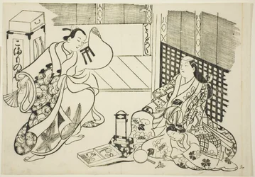 Všechny druhy domácích předmětů (Chodo zukushi), ze série "Slavné scény z japonských loutkových her (Yamato irotake)"