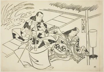 Dvoření Komachi (Kayoi Komachi), ze série Slavné scény z japonských loutkových her (Yamato irotake)