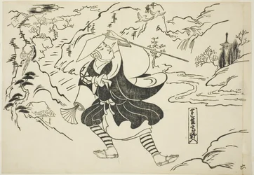 Rensho přijíždějící na horu Koya (Rensho Koya-iri), ze série "Slavné scény z japonských loutkových her (Yamato irotake)"
