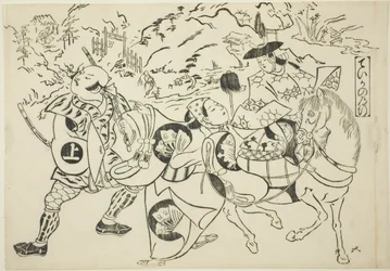Cesta Teiky (Taika no michiyuki), ze série "Slavné scény z japonských loutkových her (Yamato irotake)".