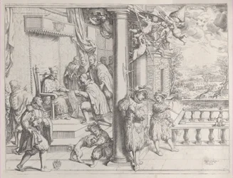 Mladý muž předkládá svou tezi kardinálu Aldobrandinimu, 1620., 1620.