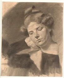 Portrét Kathrine (Ketty) Mathilde Antonia Nielsen, rozené Rask. (nar. 1878, m. m. sochař Kai Nielsen v prvním manželství.)
