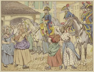 V Paříži v roce 1795 během hladomoru jedna rybí žena vyčítala Napoleonovi, že tloustne na úkor lidu. S úsměvem odpověděl Podívej se na mě a řekni, kdo z nás dvou je nejtlustší? (barevně rozsvíceno