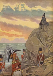 Napoleon na Svaté Heleně, střežený Brity
