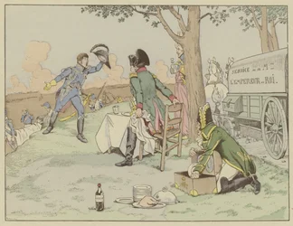 Napoleon dostává zprávu o smrti svého nejlepšího přítele, maršála Lannese, v bitvě u Aspern-Essling, květen 1809